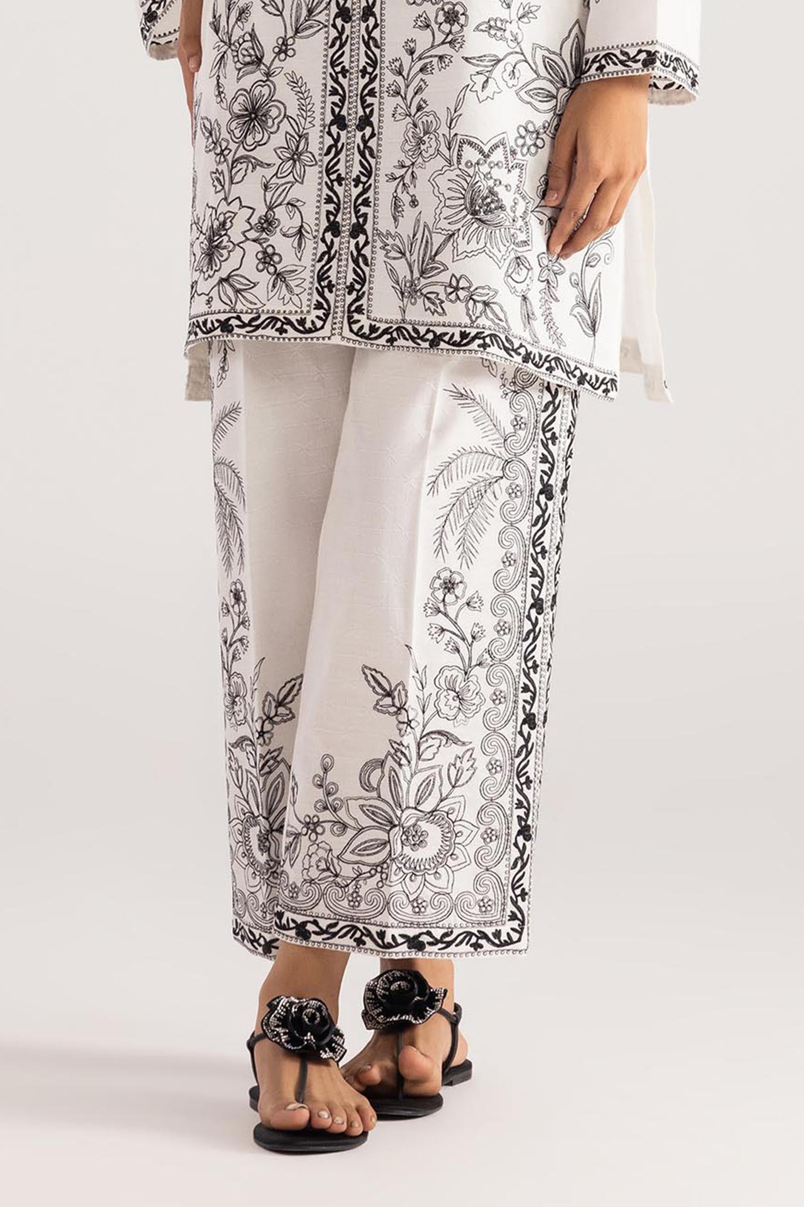 Stitched Jacquard Embroidered Culotte